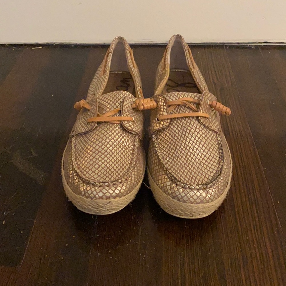 Sam Edelman Gold Snake Loafers